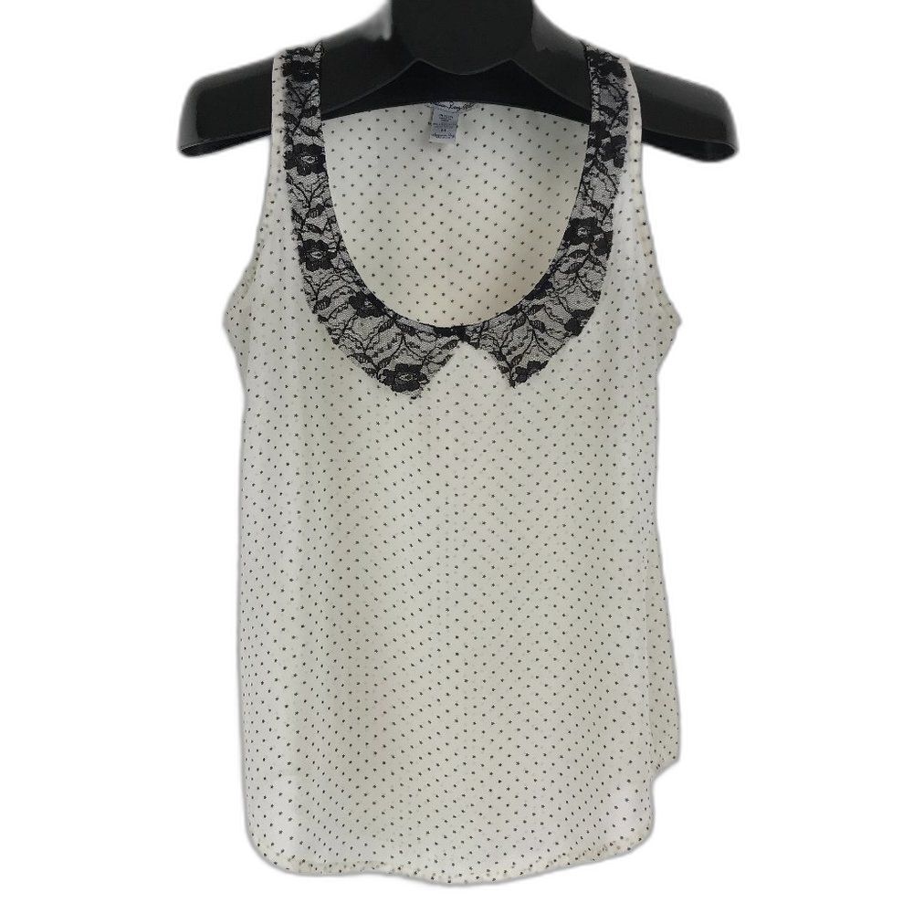 American Rag Cie Chiffon Tank Women’s Medium Stars Lace Sleeveless Sheer Casual